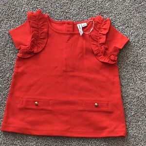 Janie and Jack Red (orangish) Top sz 3